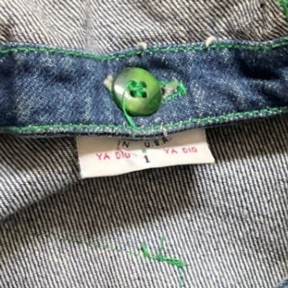 Vintage 90's Cross Colours Hooded Denim Jacket Indigo Green Stitching Made USA - Picture 7 of 12